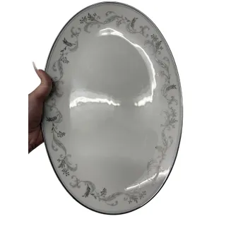 Photo of Noritake Orleans 6024 Scroll Oval Platter Porcelain White Gray Gold Japan