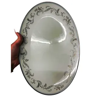Photo of Noritake Orleans 6024 Scroll Oval Platter Porcelain White Gray Gold Japan