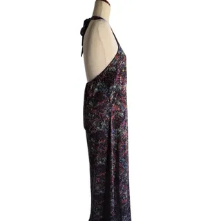 Photo of Evolve Women’s L/XL Multicolor Abstract Halter V-Neck Backless Maxi Dress