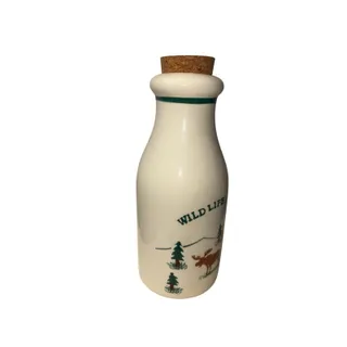 Photo of Crock Shoppe Ceramic Canister w/ Cork Lid Wildlife Moose Design Cylinder