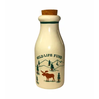 Photo of Crock Shoppe Ceramic Canister w/ Cork Lid Wildlife Moose Design Cylinder
