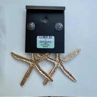 Photo of INC International Concepts Gold Tone Crystal Starfish Earrings NWT