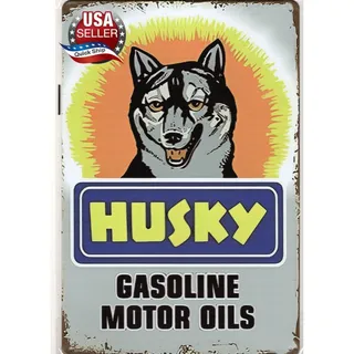 Photo of Retro Distressed Tin Sign • Petroliana • Husky Gasoline & Motor Oils • Husky Dog