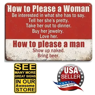 Photo of Tin Sign •How To Please A Woman •Listen •Jewelry •Love •How To Please A Man...