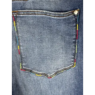 Photo of Judy Blue Womens 14W Skinny Jeans Rainbow Stitch Distressed Stretch Denim Pants