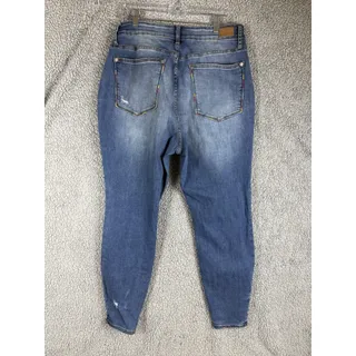 Photo of Judy Blue Womens 14W Skinny Jeans Rainbow Stitch Distressed Stretch Denim Pants