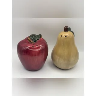 Photo of Ceramic Apple & Pear Salt & Pepper Shaker Set, Cottagecore Kitchen Accents