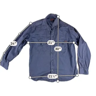 Photo of Lucky Brand Mens M Blue Utility Work Shirt 100% Cotton Long Sleeve Button Up