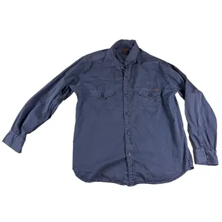 Photo of Lucky Brand Mens M Blue Utility Work Shirt 100% Cotton Long Sleeve Button Up