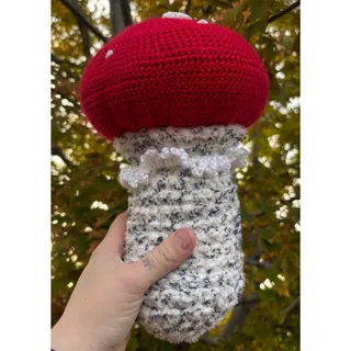 Photo of Handmade Velvet Pillow, Red Mushroom Plushie, Cottagecore Home Decor