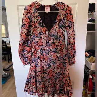 Photo of Banjanan Long Sleeve Mini Floral Dress Size XS 100% Cotton