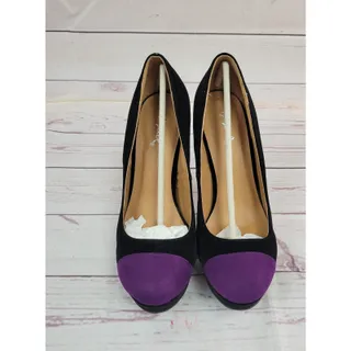 Photo of Qupid Onyx-97 Black Purple Velvet Platform Heels Size 7.5 New in Box
