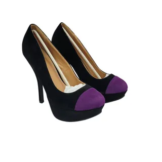 Photo of Qupid Onyx-97 Black Purple Velvet Platform Heels Size 7.5 New in Box