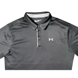 Photo of Under Armour Tech Polo Shirt Mens 2XLT Black Textured Athletic Golf EUC