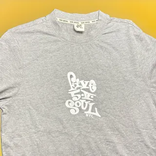 Photo of 555 Soul NYC Graphic Tee Mens Size M Heather Gray Cotton Blend Shirt New NWOT