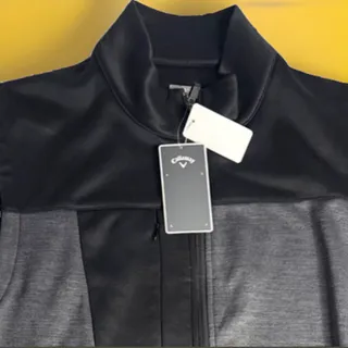 Photo of Callaway Golf Vest Mens XL Black Heather Grey Full Zip Colorblock NWT