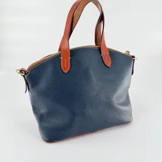Photo of DOONEY & BOURKE Navy Blue Pebble Grain Leather Satchel Handbag Zip Top Tote