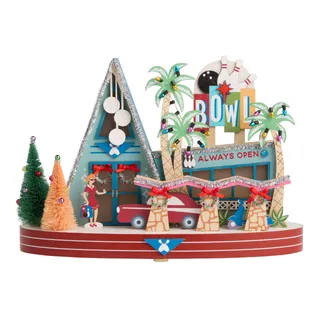 Photo of Mid-Century Modern Bowling Alley Light Up LED Christmas Decor Laser Cut Wood NEW