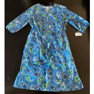 Photo of Croft & Barrow Midi Shirt Dress in Blue Paisley - XXL- NEW