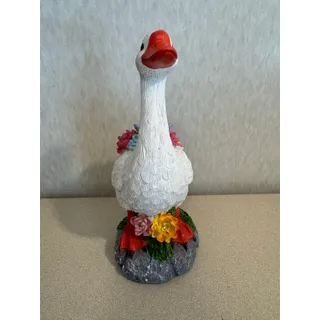 Photo of Solar Powered Dancing Swan Goose Figurine Flowers Garden Decor Bobble White NEW
