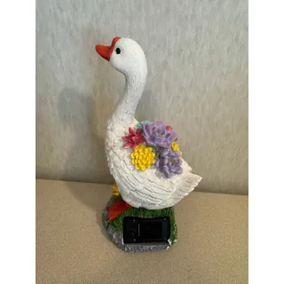 Photo of Solar Powered Dancing Swan Goose Figurine Flowers Garden Decor Bobble White NEW