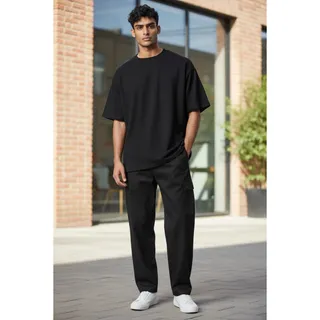 Photo of H & M Men’s Slim Fit Elastic Waist Cargo Pants Black Size Medium
