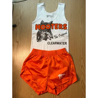 Photo of New Hooters Girl Vintage Uniform Tank Dolfin Shorts Pouch Socks Hose Size Xs/Xxs