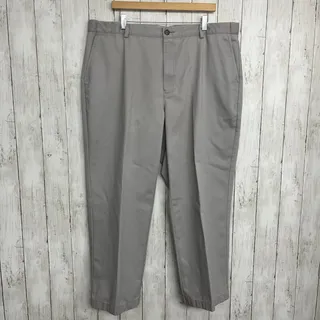 Photo of L.L. Bean Comfort Waist Gray Chino Plain Basic Short Work Cotton Dress Pants 42