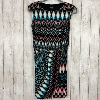 Photo of Laundry By Shelli Segal Blue Black Pink Abstract Sleeveless Knee Length Dress 2