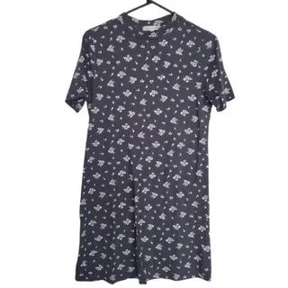 Photo of C&C California T-Shirt Dress Grey Floral Mock Neck Casual Mini XS
