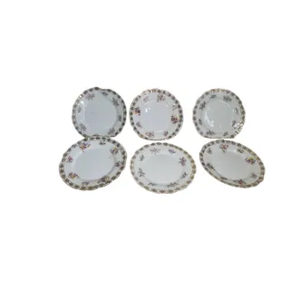 Photo of 6 KPM Berlin Porcelain Dinner Plates ~ White ~ Gold with flowers