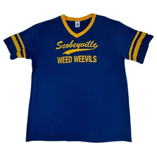 Photo of Vintage Scobeyville Weed Weevils Ironic Jersey Shirt XL Blue Gold Stoner