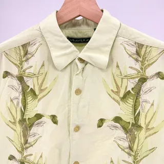 Photo of Cubavera Lime Green Tropical Linen Blend Embroidered Short Sleeve Button Down