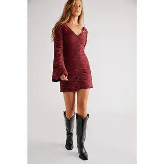 Photo of New FREE PEOPLE Western Romance Mini Dress $448 SIZE 4 Red
