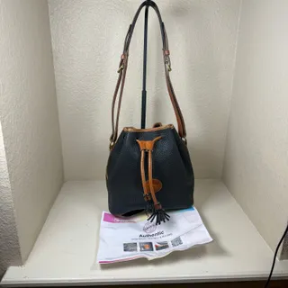 Photo of EUC Dooney Bourke vintage drawstring bucket bag with COA