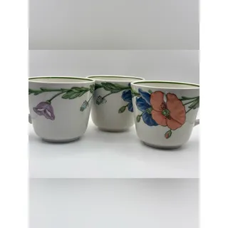 Photo of Set of 3 Porcelain Amapola Coffee Cups from Villeroy & Boch, Poppy Flower Mugs