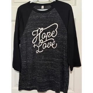 Photo of Canvas Women's Black Marbled Baseball Raglan Quarter Sleeves Hope + Love Size XL