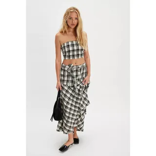 Photo of New FREE PEOPLE After You Set MAXI SKIRT + CROP TOP $168 LARGE Black & White