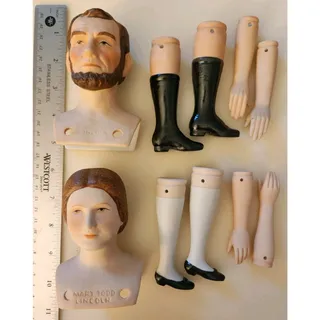 Photo of Vintage Bisque, Porcelain, Ceramic Abraham & Mary Todd Lincoln Doll Parts