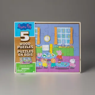Photo of 🔥Peppa Pig 5 Wood Spin Master Puzzles in Wooden Storage Box BNWT💥