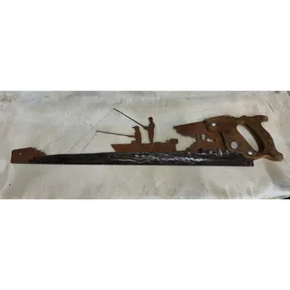 Photo of 🔥Plasma Cut Handsaw Wall/Table Art Boat Fishermen Scene Awesome🔥