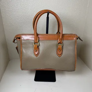Photo of Dooney Bourke Vintage AllWeather Leather satchel taupe pebbled leather with COA