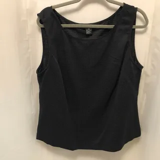 Photo of Focus 2000 Blouse Women Size 16W Navy Polka Dot Shell Tank Comfort Career Wear