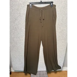 Photo of Zenana M Brown Wide Leg Drawstring Lounge Pants Pockets