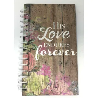 Photo of Mini Notebook Journal Spiral-Bound "His Love Endures Forever" Lined Pages Pink
