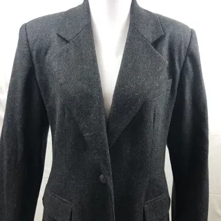 Photo of Bice Blazer Women Size 6 Gray 100% Wool One Button Suit Coat Jacket Career