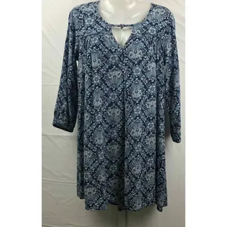 Photo of American Eagle Outfitters Tunic Dress Women Small Blue Floral V-Neck Pleated