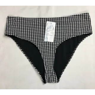 Photo of Bikini Bottom Women 12 Black Check Gingham High Waist Brief Swim Warehouse New