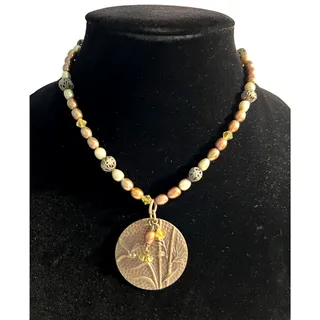 Photo of ART STUDIO Design Fresh Water Brown Pearl Beaded Necklace w/ Dragonfly Pendant