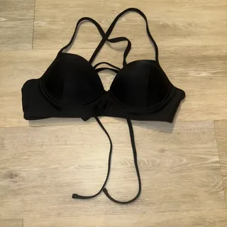 Photo of Lined Underwire Black Bikini Top